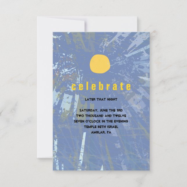 Sunset Tree of Life Bar Bat Mitzvah Party Card (Front)