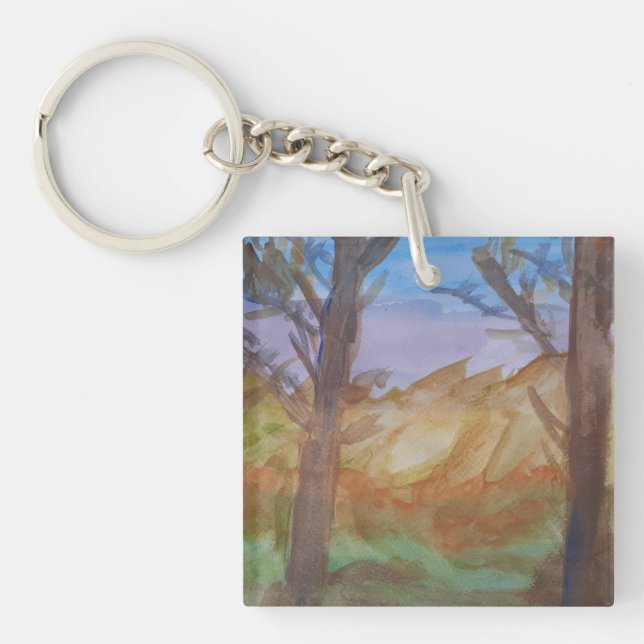 Sunset Trees Acrylic Key Ring (Front)