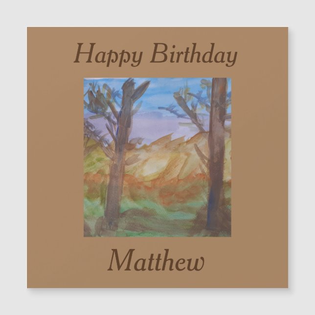 Sunset Trees Birthday Magnetic Card (Front)