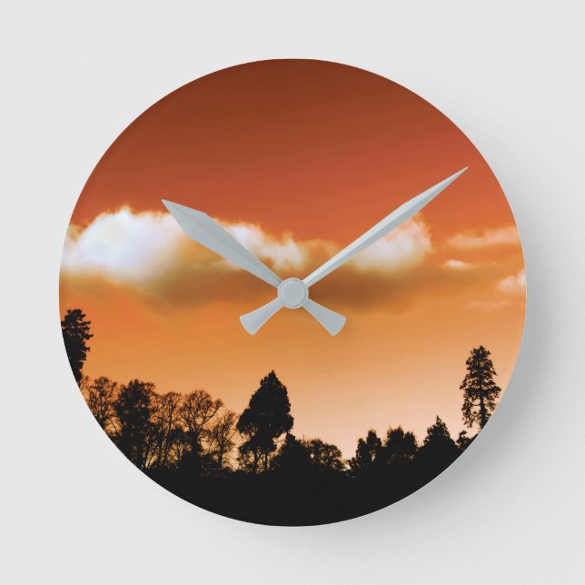 Sunset trees round clock (Front)