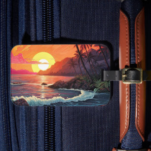 Sunset Tropical Beach Paradise Island  Luggage Tag