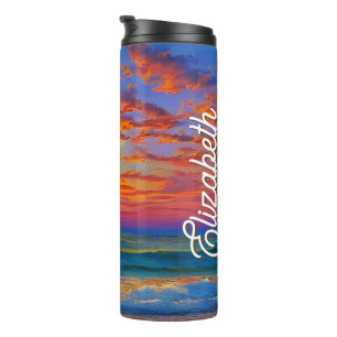 Sunset Tropical Beach Travel Thermal Tumbler