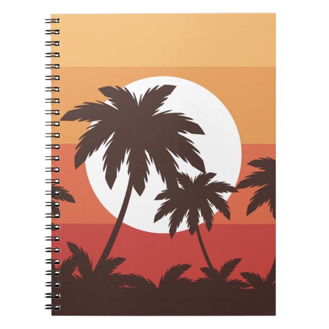 Sunset Tropical Palm Beach Vintage Notebook (Front)