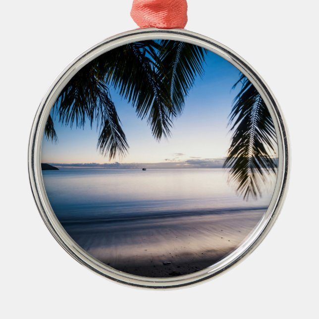Sunset Tropical Seascape, Fiji Metal Tree Decoration (Front)