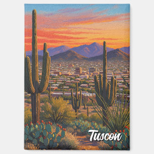 Sunset Tuscon Skyline Arizona Travel Magnet