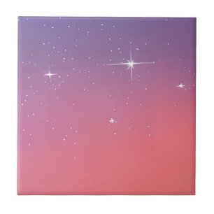 Sunset Twilight Stars Pink Purple Ombre Gradient Tile