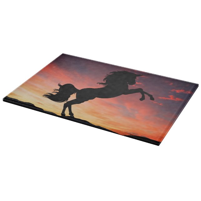 Sunset Unicorn Silhouette Edgeboard Cutting Board (Corner)