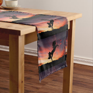 Sunset Unicorn Silhouette Ember Path Medium Table Runner