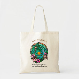 Sunset Vacation Summer Beach Tropical Stain Glass Tote Bag