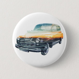 sunset vehicle double exposure 6 cm round badge