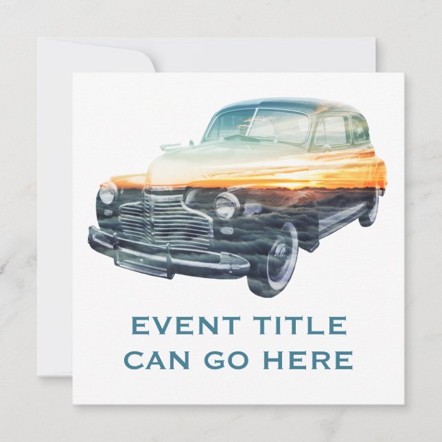 sunset vehicle double exposure invitation (Front)