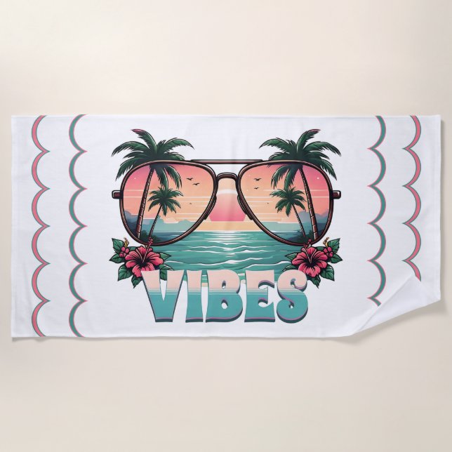 Sunset Vibes: A Tropical Escape Beach Towel (Front)