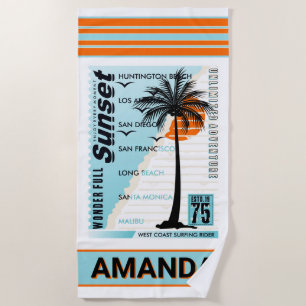 Sunset Vibes & Coastal Rides Beach Towel