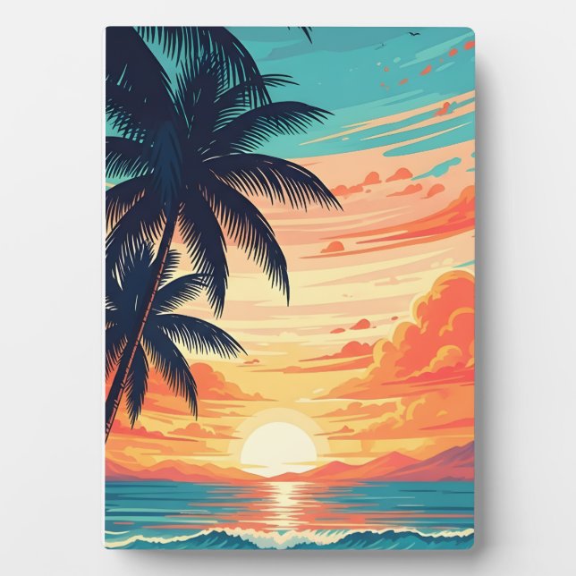 Sunset Vibes Retro Beach Plaque (Front)