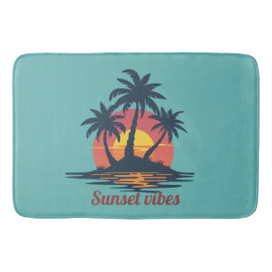 Sunset Vibes Tropical Palm Trees Beach Bath Mat