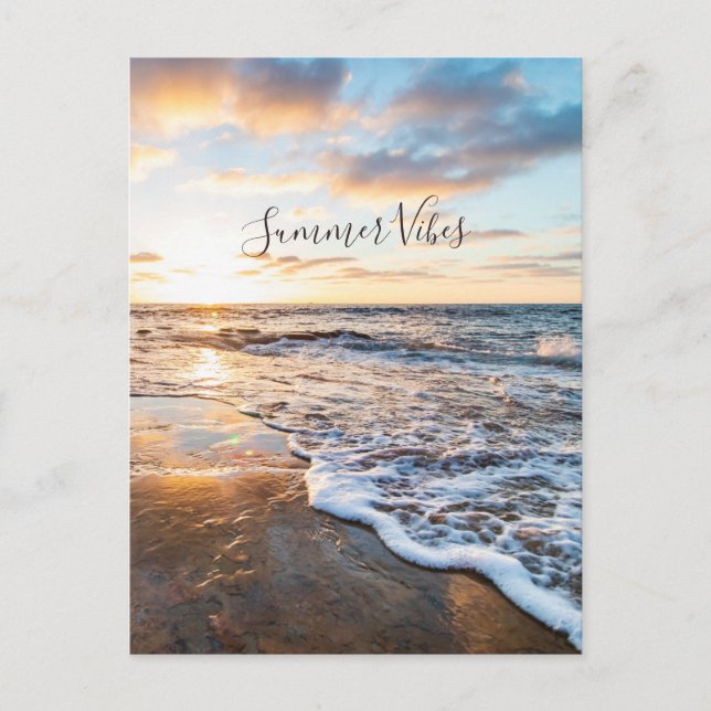 Sunset Vibes Zen Beach Sunset Ocean Waves Postcard (Front)