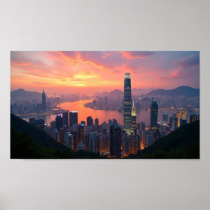 Sunset View Hongkong's City Skyline from the PEAK Poster