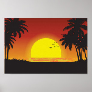Sunset View On The Beach Poster