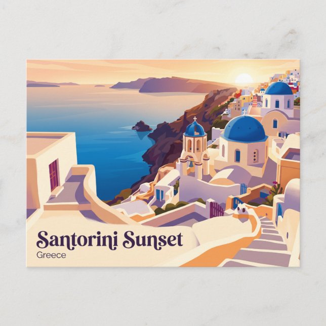 Sunset View Santorini Greece Cyclades Postcard (Front)