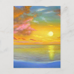 Sunset View Seascape Landscape Painting - Multi Postcard