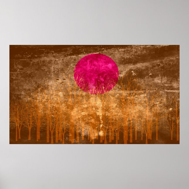 Sunset Vintage Abstract Painting 3 Poster (Front)