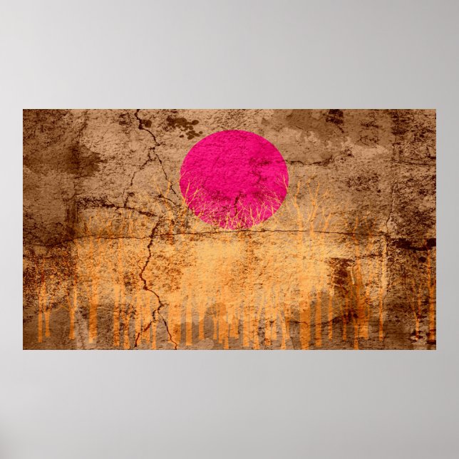 Sunset Vintage Abstract Painting Poster (Front)