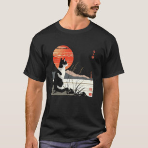 Sunset Vintage Kitten Lover Japanese Art Cute Cat T-Shirt