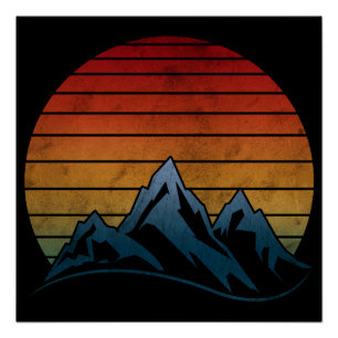 SUNSET VINTAGE MOUNTAIN POSTER