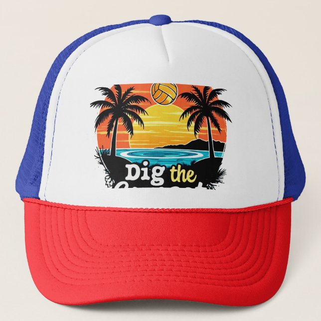 "Sunset volleyball" –Volleyball design for Players Trucker Hat (Front)