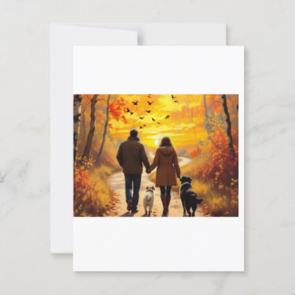 Sunset Walk in autumn  Postcard