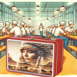 Sunset Warrior Metal Art Metal Lunch Box