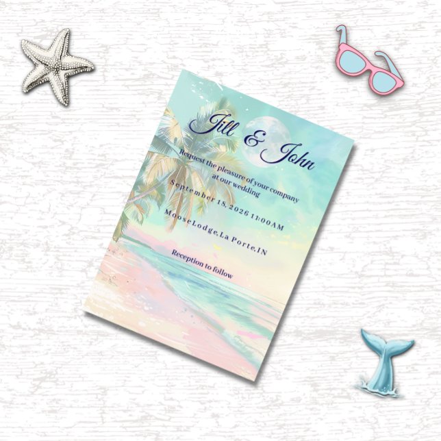 Sunset Watercolor Beach Wedding   Invitation (Creator Uploaded)