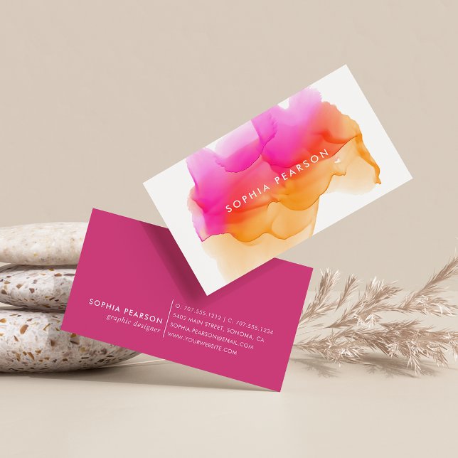 Sunset Watercolor Blot Business Card (Creator Uploaded)