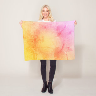 Sunset Watercolor Marble Fleece Blanket