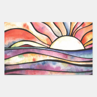Sunset Watercolor Rectangular Sticker