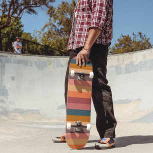 Sunset Watercolor Stripes Skateboard
