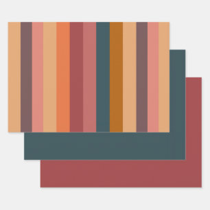  Sunset Watercolor Stripes  Wrapping Paper Sheet