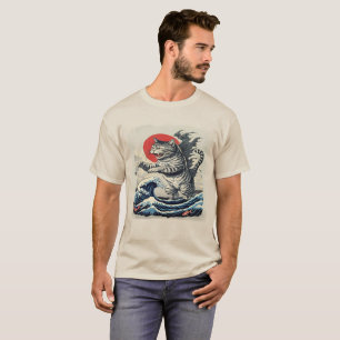 Sunset Wave Japanese Art Funny Cat Vintage T-Shirt