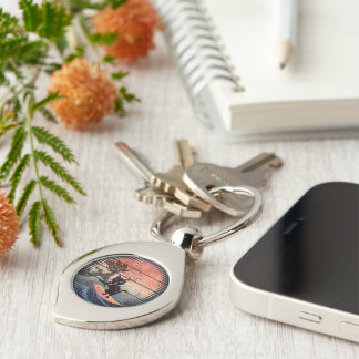 Sunset Wave-Riding Cat Key Ring