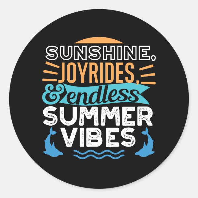 Sunset Waves & Summer Adventures - Cool Summer Classic Round Sticker (Front)