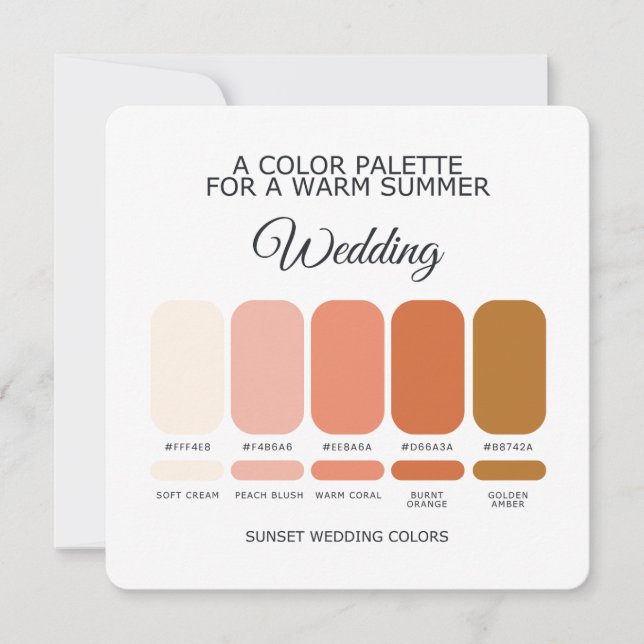 Sunset Wedding Colour Palette Card (Front)
