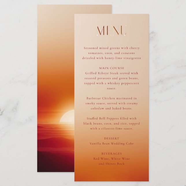 Sunset wedding menu (Front/Back)
