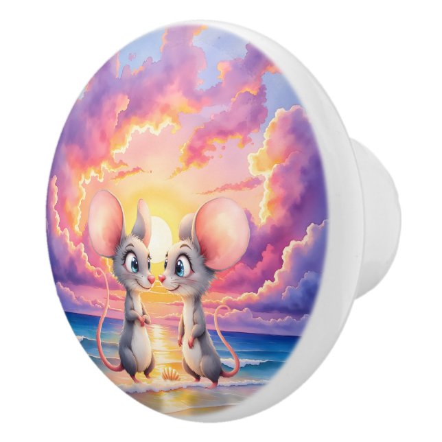 Sunset Whispers – A Tiny Love Story.  Ceramic Knob (Right)