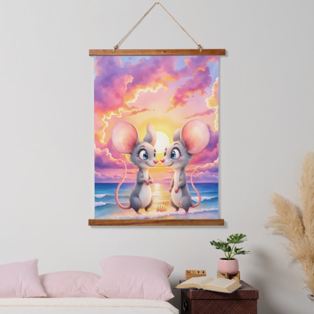 Sunset Whispers – A Tiny Love Story.  Hanging Tapestry (Bedroom)