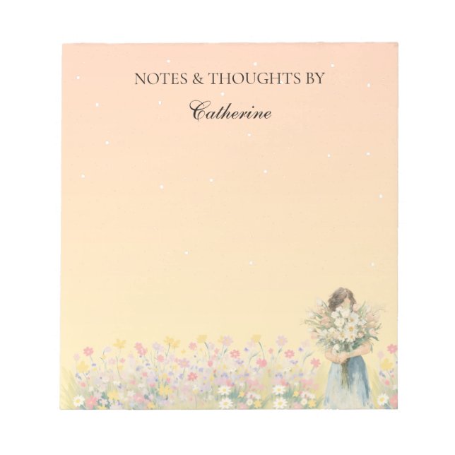 Sunset Wildflower Notepad/ Watercolor Floral Pad (Front)