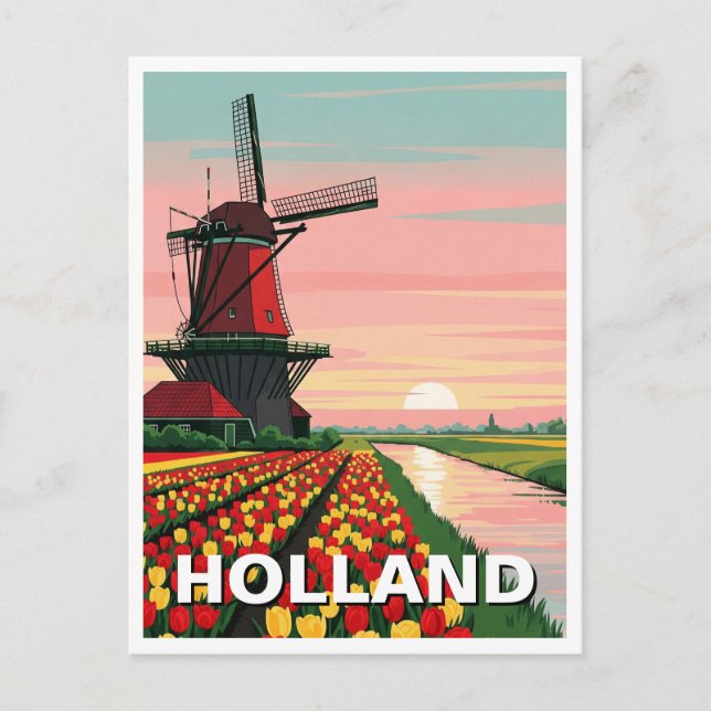 Sunset Windmill Holland Netherlands Postcard (Front)