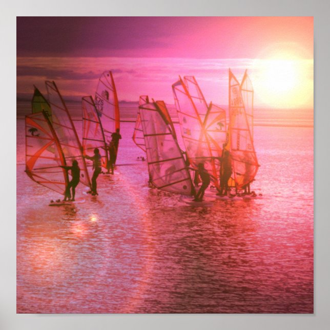 Sunset Windsurfing Poster Print (Front)