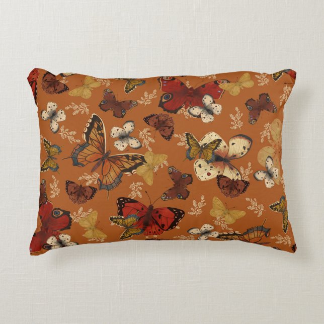 Sunset Wings Orange Butterfly Pattern  Decorative Cushion (Front)