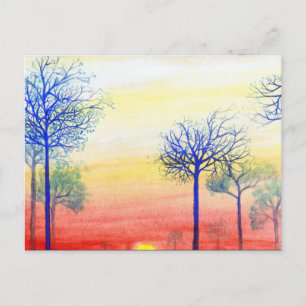 Sunset with Blue Trees Postcard