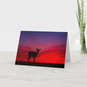 Sunset with Deer Greeting Card